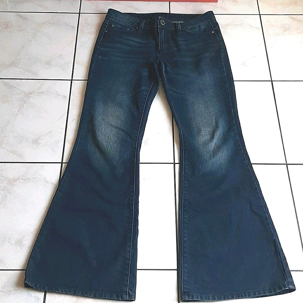 BCBG Max Azria Y2K Wide Leg Flare Jeans, Vintage EUC